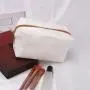 Custom Logo Printed Large Space Canvas Zipper Eye-shadow Cosmetic Brush Storage Bag Cotton Makeup Pouch