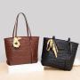 2024 new three-piece set of women's fashion simple shoulder bag large capacity solid color handbag