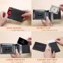 RFID Minimalist Wallet Leather Slim Wallets Card Holder with Money Clip for Men