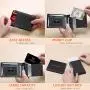 RFID Minimalist Wallet Leather Slim Wallets Card Holder with Money Clip for Men