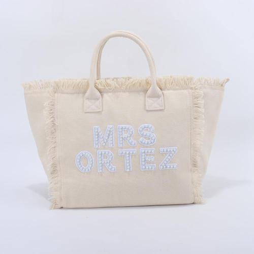 Large Capacity Custom Private Label Fashion Bags Handbag Tote  Portable Travel Beach Canvas Tassel Female Shoulder Handbags