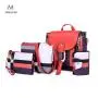 Minissimi Brand Mochila Set Backpack Bag Pu Girls Travelling Backpacks Set Contrast Color 4 Pcs Set Backpack