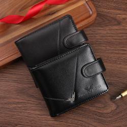 Men's wallet, horizontal style, short style, retro, zipper and buckle, money clip, new style leather wallet, change pocket