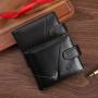 Men's wallet, horizontal style, short style, retro, zipper and buckle, money clip, new style leather wallet, change pocket