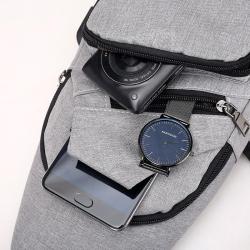 KBW544 Hot New Men's Chest Bag Usb Smart Shoulder Bag Casual Canvas Male Chest Bag
