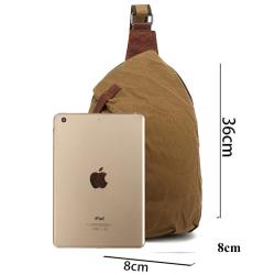 Wholesale 2024 waterproof oil wax canvas chest bag men chest sling bag travel crossbody high quality top layer cowhide chest bag