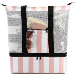 Tote Mesh Beach Bag with Cooler Sections Pool Bag for Women Detachable Insulated Picnic Bag