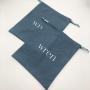 Custom Logo Printing Blue Cotton Linen Gift Packaging Dust Pouch Organic Shoe Handbag Clothes Packaging Cotton Shopping Bag