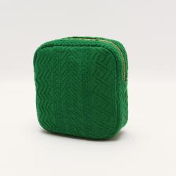 Low MOQ Terry Tower Soft Velvet Travel Toiletry Fashion Beauty Quilted Zipper Organizer Makeup Pouch Custom Women Cosmetic Bag