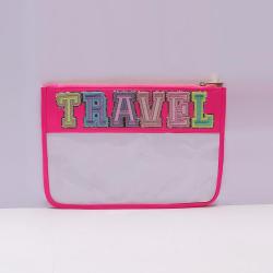 Keymay Hot Sale Colorful Transparent Makeup Travel Organizer Wash Bag Clear Travel Toiletry Bag Pvc Waterproof Cosmetic Bag