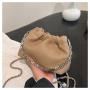 Fashionable drawstring bag with chain soft leather handbag purse underarm bags shoulder bag for ladies