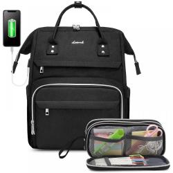 LOVEVOOK Stylish large College Bookbag with pen case Work Travel 15.6 Inch Computer bags 2pcs Teacher student laptop backpacks