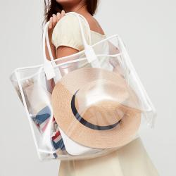 Large Fashion PVC Shoulder bag With Removable Small Pouch Oversized Tote Shopping Women Clear Beach Bag Custom