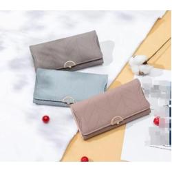ZWY269 Customizable Women Tri-fold PU Leather Long Wallet Fashion Solid Color Clutch Bag Wholesale New Waterproof Money Clip