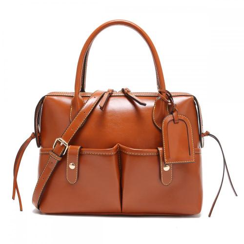Retro oil wax soft PU leather high-capacity crossbody bags women's tote bag handbags