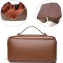 Portable Makeup Bag Opens Flat Lay Makeup Bag Cosmetic Bag with Strap for Travel Waterproof Anti-dust Large Leather for Women