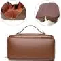 Portable Makeup Bag Opens Flat Lay Makeup Bag Cosmetic Bag with Strap for Travel Waterproof Anti-dust Large Leather for Women