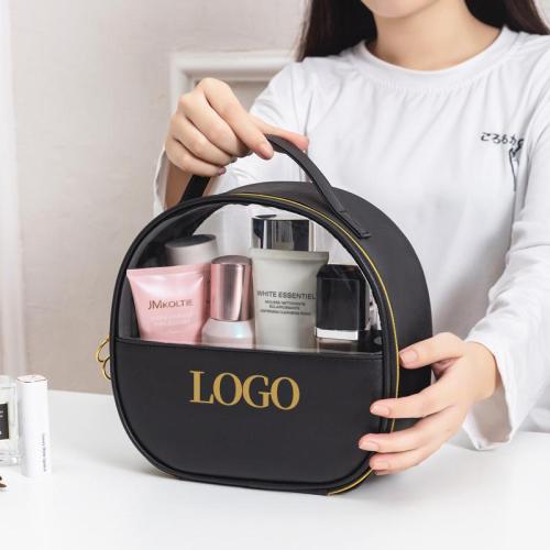 new style customization 3pcs/set luxury designer pvc clear cosmetic bags black travel makeup pouch bag with logo