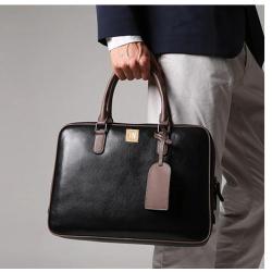 Genuine Cow Skin Leather Business Briefcase Tote Bag with Custom Logo China Factory Custom Briefcase Bag