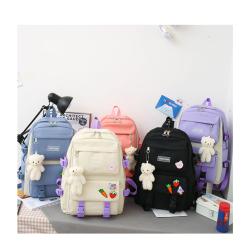 2023 New Four Piece Canvas Backpack Wholesale Backpack Bags Woman Ladies High Capacity Korean Women's Leisure Backpack
