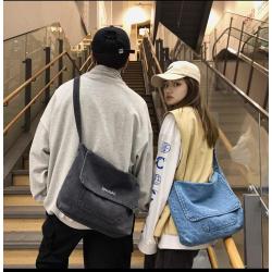 New Fashionable Crossbody Denim Bag Single Strap Canvas Satchel Waterproof Messenger Art Student Schoolbag for Men and Women