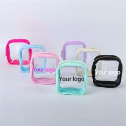 Keymay RTS Fast Shipping Personalized Letter Patch Waterproof Pvc Clear Pouch with Zipper Makeup Bag Pvc Makeup Bag Transparent