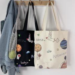 Custom Logo Thick Cotton Canvas Chic School Women Lady Handbag Eco Friendly Shopping Cotton Tote Bag Shopping Bags