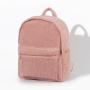 Whole Sale Custom Kids Pink Teddy Velvet Backpack Teddy Bear Bookbag School Bag