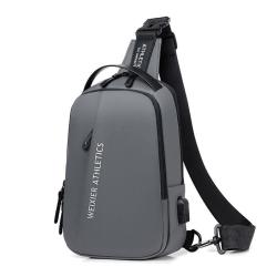 XL044 Simple Style Daily Used Waterproof Crossbody Bag with USB Men's Nylon Chest Bag New Version Durable Sports Shoulder Bag
