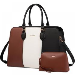 LOVEVOOK Laptop Tote Bag for Women 15.6 inch Computer Tote Work Handbags Purses Large Waterproof Office Ladies Leather Briefcase