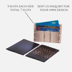 Customized RFID blocking embossed snake genuine leather credit card holder real calfskin business bank atm card holder wallet