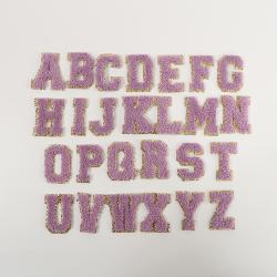 Wholesale Stock Multi Colors Embroidery Peach Custom Felt Self Adhesive Black Fuzzy Chenille Varsity Alphabet Letter Patches