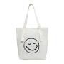 Wholesale New Student Canvas Bag Custom Logo Simple Cute Smiling Face Girl Shoulder Tote Portable Shopping Bag for Females