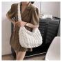 Korean Women's New Folded Cloud Bag Large Capacity Cotton Underarm One Shoulder Handheld Dumpling Bag Portable with Single Strap