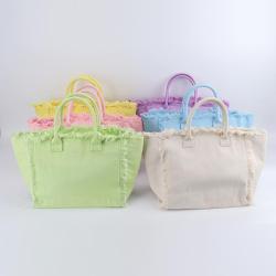 Keymay Stock 6 Multi Colors Handbag for Women Large Capacity Travel Grocery Bag Waterproof Canvas with Pockets Fringe tote bag