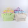Keymay Stock 6 Multi Colors Handbag for Women Large Capacity Travel Grocery Bag Waterproof Canvas with Pockets Fringe tote bag