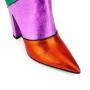 Banquet Botas New Design Ladies Chunky Heels Rainbow Long Boots Women Colorful Pointy Toe Slip On Block Heels Mid Calf Boots