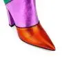 Banquet Botas New Design Ladies Chunky Heels Rainbow Long Boots Women Colorful Pointy Toe Slip On Block Heels Mid Calf Boots
