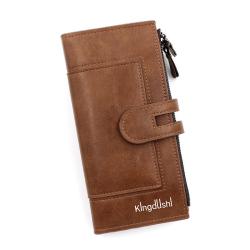 New Arrival Retro Zipper Pu Leather Long Wallet Multifunction Solid Color Coin Purse Magnetic Buckle Clutch For Women