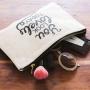 Gelory Wholesale Custom Travel Makeup Bag Golden Zipper Canvas Pouch Bag Reusable Plain Cotton Toiletry Bag