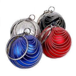 Hot selling crystal tassel round spherical rhinestone party bags gold evening bags supplier woman bags handbags pochette femme