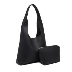 Korean Version Retro Bucket Shoulder Tote Bag Solid Color Soft PU Leather for Shopping and Commuting-Messenger Bags