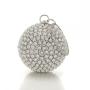 Fashionable rhinestone purse silver crystal round purses chain crossbody bag bridal ladies handbags handmade shiny evening bags pochette femme