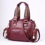 2024 Retro women's bag new large capacity Boston bags casual handbag soft PU leather bag for women