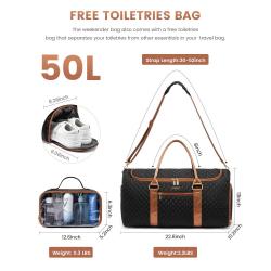 LOVEVOOK fashion 2pcs/set quilted carry on travel duffle bag with transparent toiletry pouch luggage travel duffel bag for women