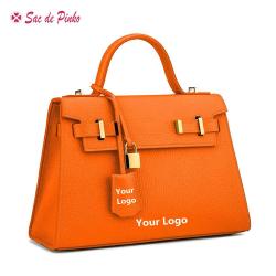 Wholesale Classic Custom Logo Ladies Hand Bags Fashion Design Womens Handbags Pu Vegan Leather Lychee Luxury Womans Tote Bags