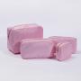Keymay Factory Wholesale DIY Personalized Chenille Letter Patches Toiletry Bag Organizer Pouch Pink Nylon Cosmetic Travel Bag