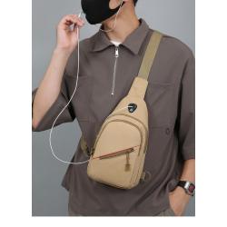 ZR557 Hot Selling Chest Bag Men New USB Shoulder Bag Sports Travel Crossbody Bag Leisure Solid Color Oxford Cloth Satchel