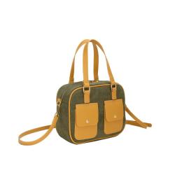 2024 Multicolor Canvas Leather Ladies Purses And Women Bags Handbags With Front Pockets
