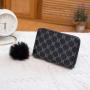 Lady's Fashion Printed Wallet Portable Single Handle Purse with Chains Decoration Short and Stylish Welfare Bag with Fur Ball